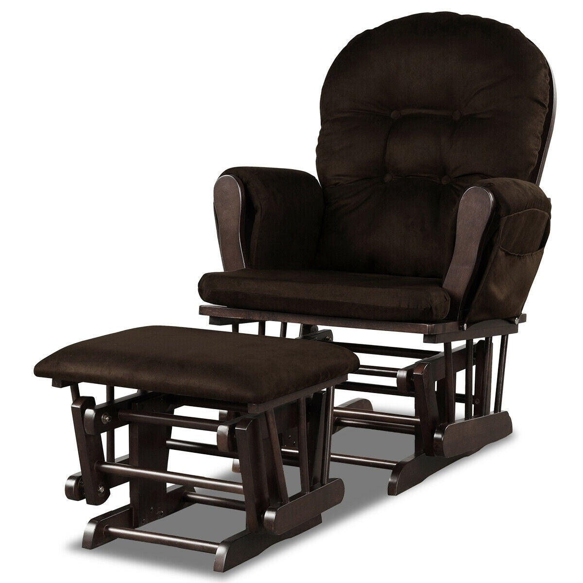 Ensemble de fauteuils coulissants en bois massif avec poches et pouf pour se détendre