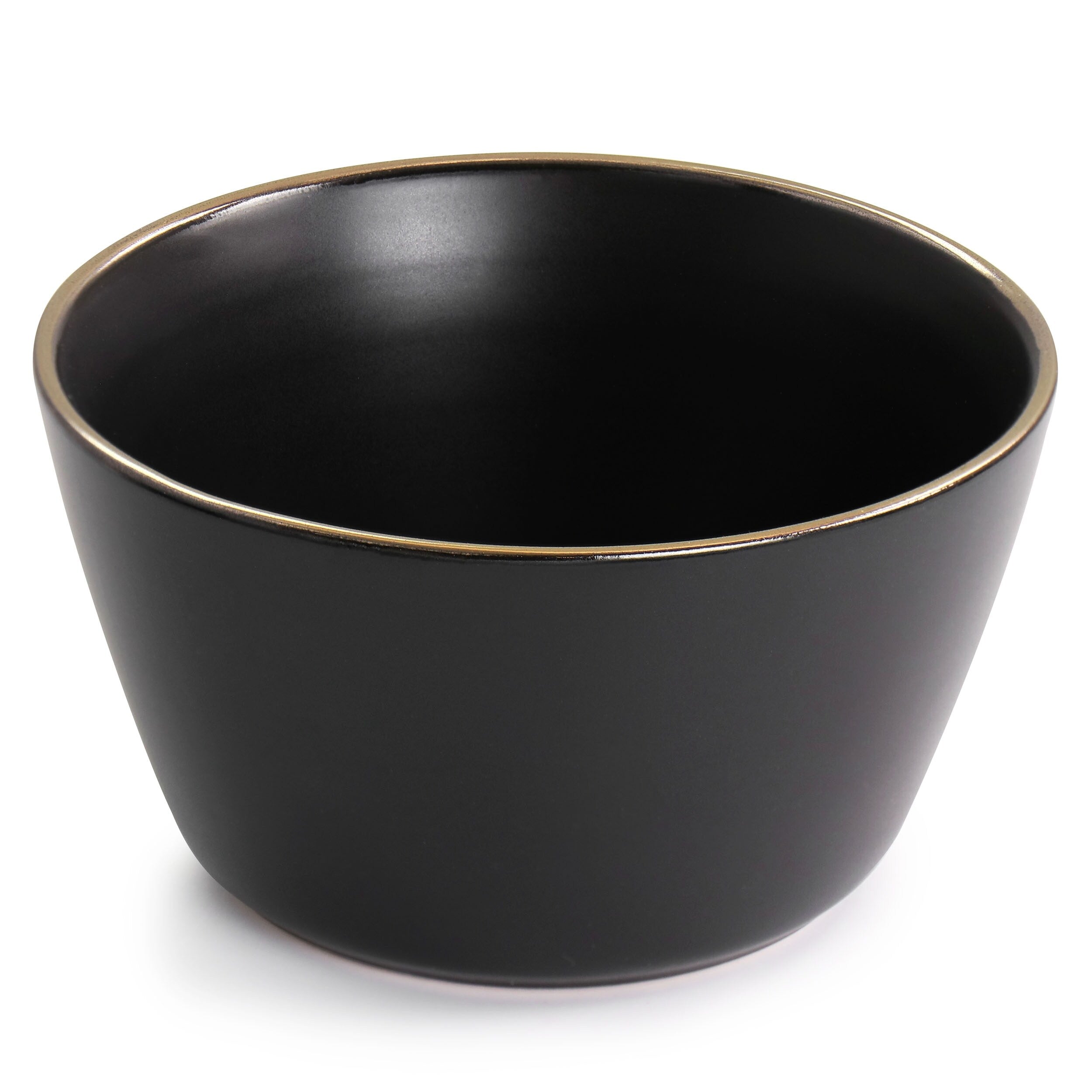 Service de table 16 pièces en grès noir avec bordure dorée