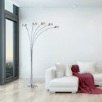 Lampadaire arqué en acier brossé Charlie de Strick &amp; Bolton à 5 lumières