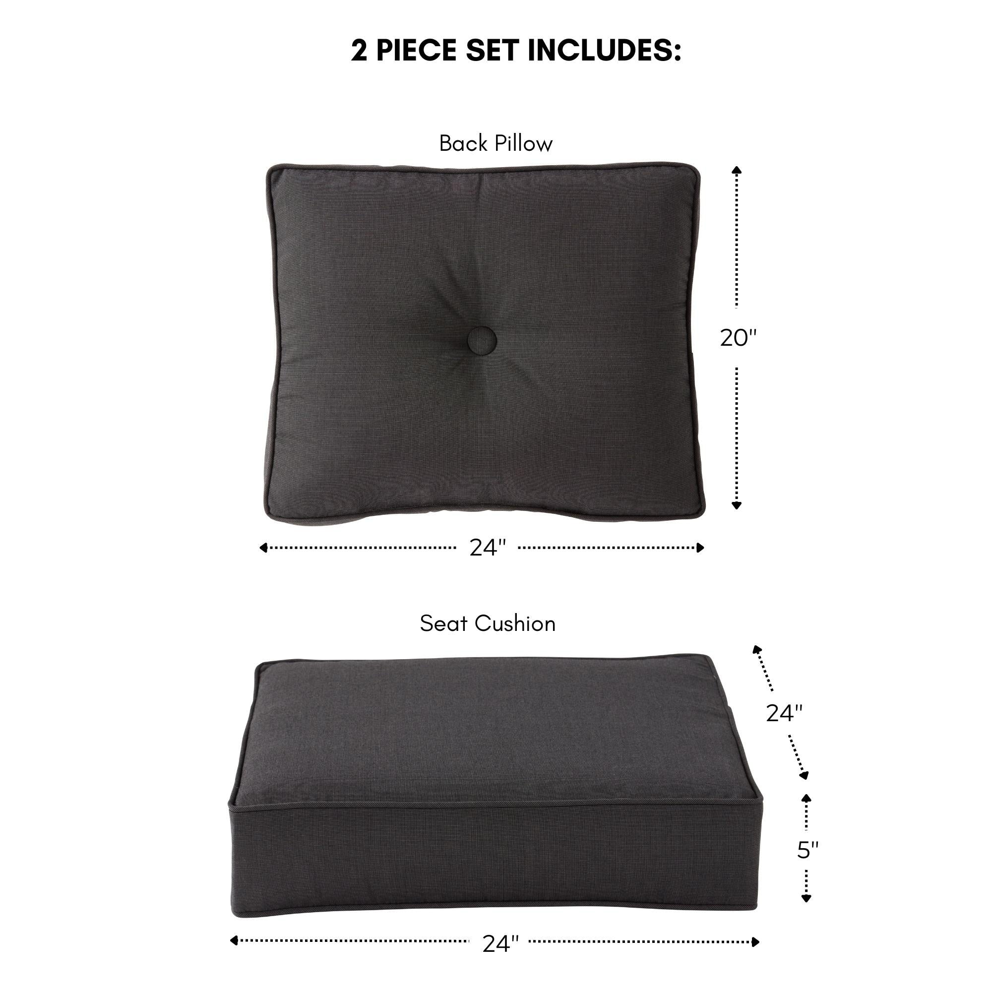 Ensemble de coussins d'extérieur à siège profond Sunbrella de qualité supérieure, 2 pièces