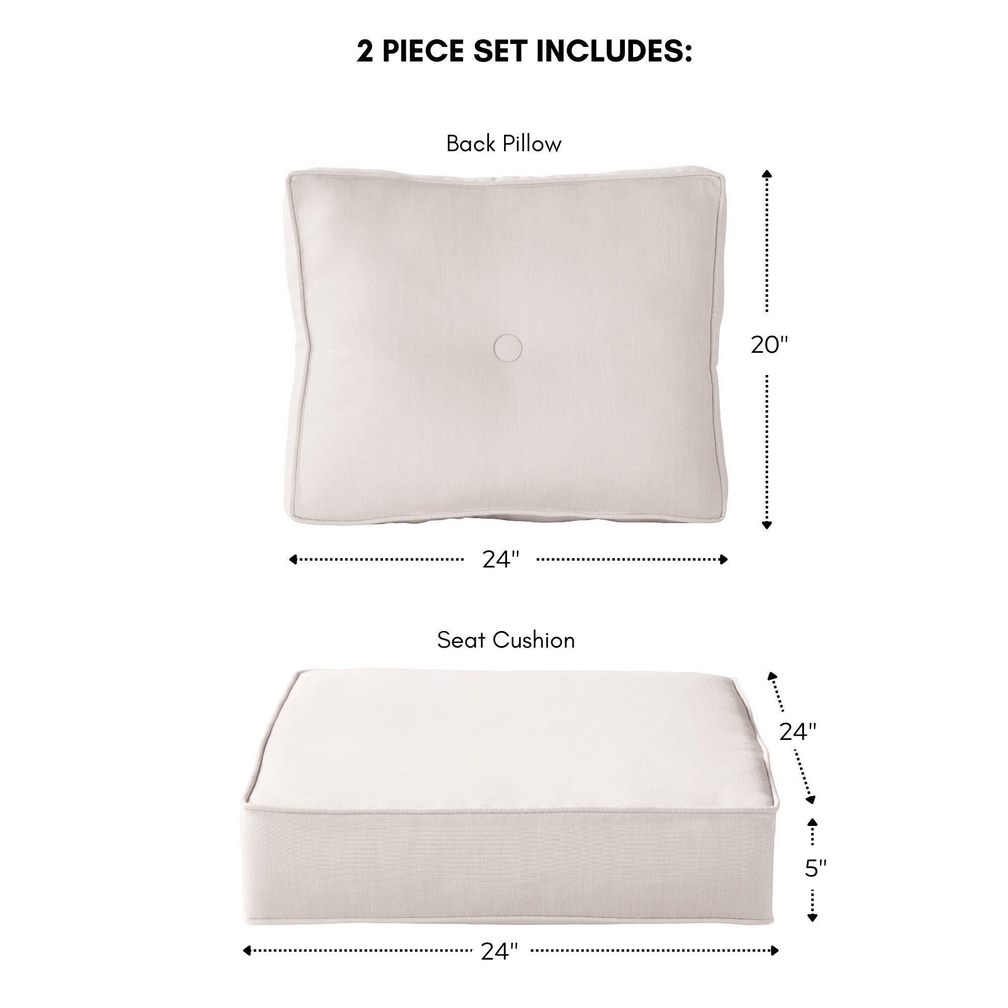 Ensemble de coussins d'extérieur à siège profond Sunbrella de qualité supérieure, 2 pièces