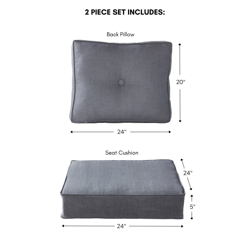 Ensemble de coussins d'extérieur à siège profond Sunbrella de qualité supérieure, 2 pièces