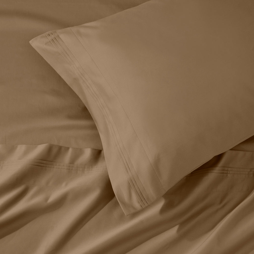 Parure de draps en coton égyptien de qualité supérieure 1000 fils au pouce carré, à poches profondes et à motif uni