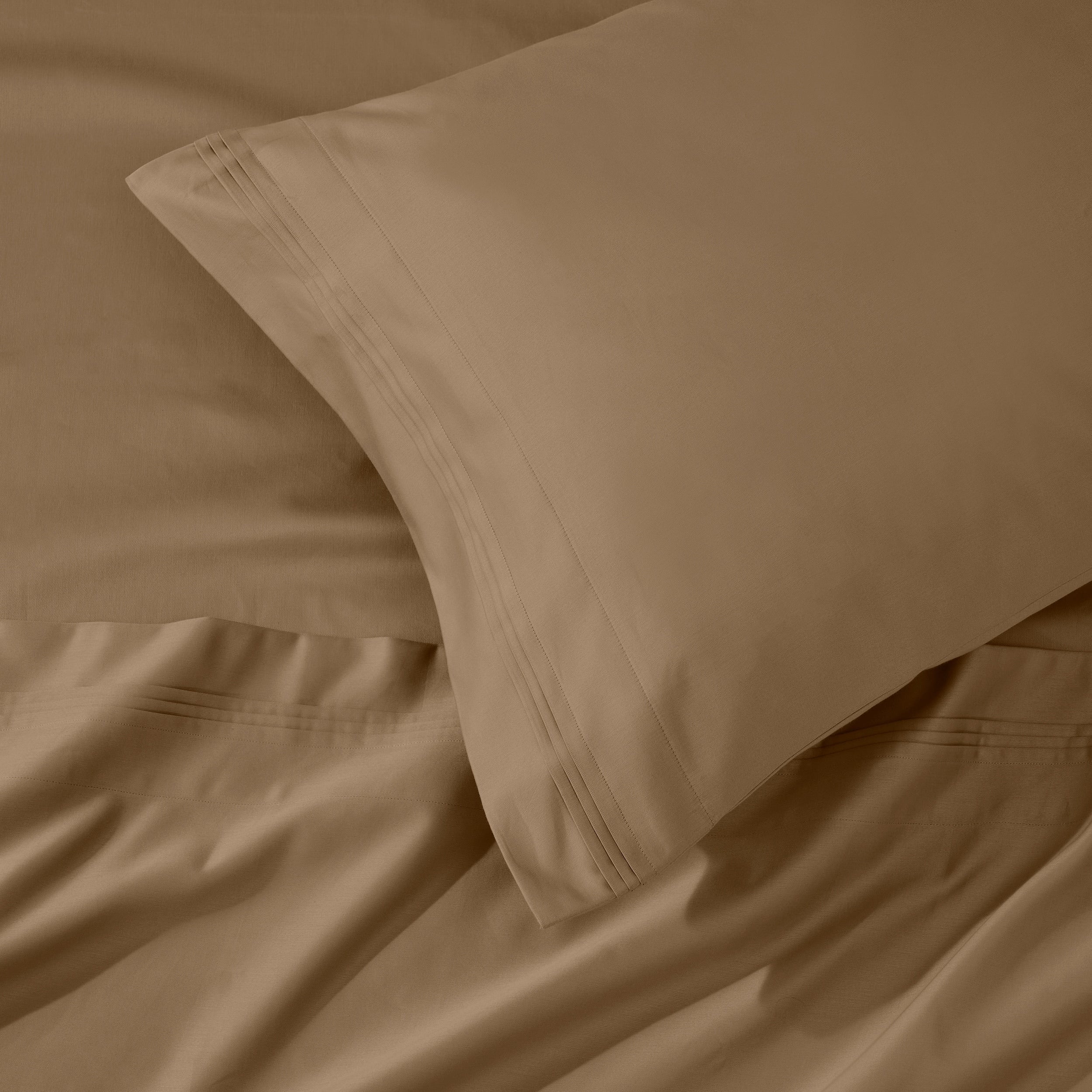Parure de draps en coton égyptien de qualité supérieure 1000 fils au pouce carré, à poches profondes et à motif uni
