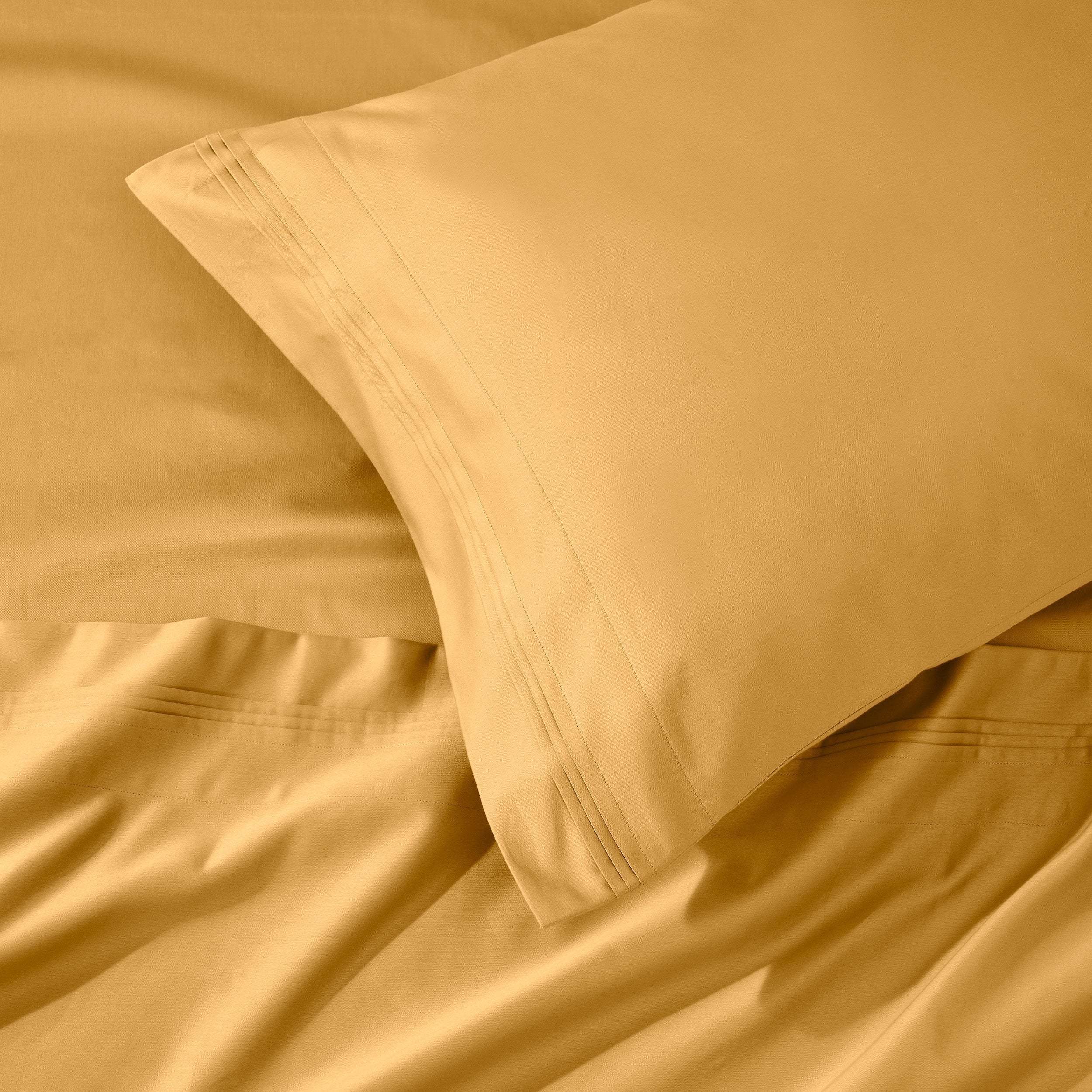 Parure de draps en coton égyptien de qualité supérieure 1000 fils au pouce carré, à poches profondes et à motif uni