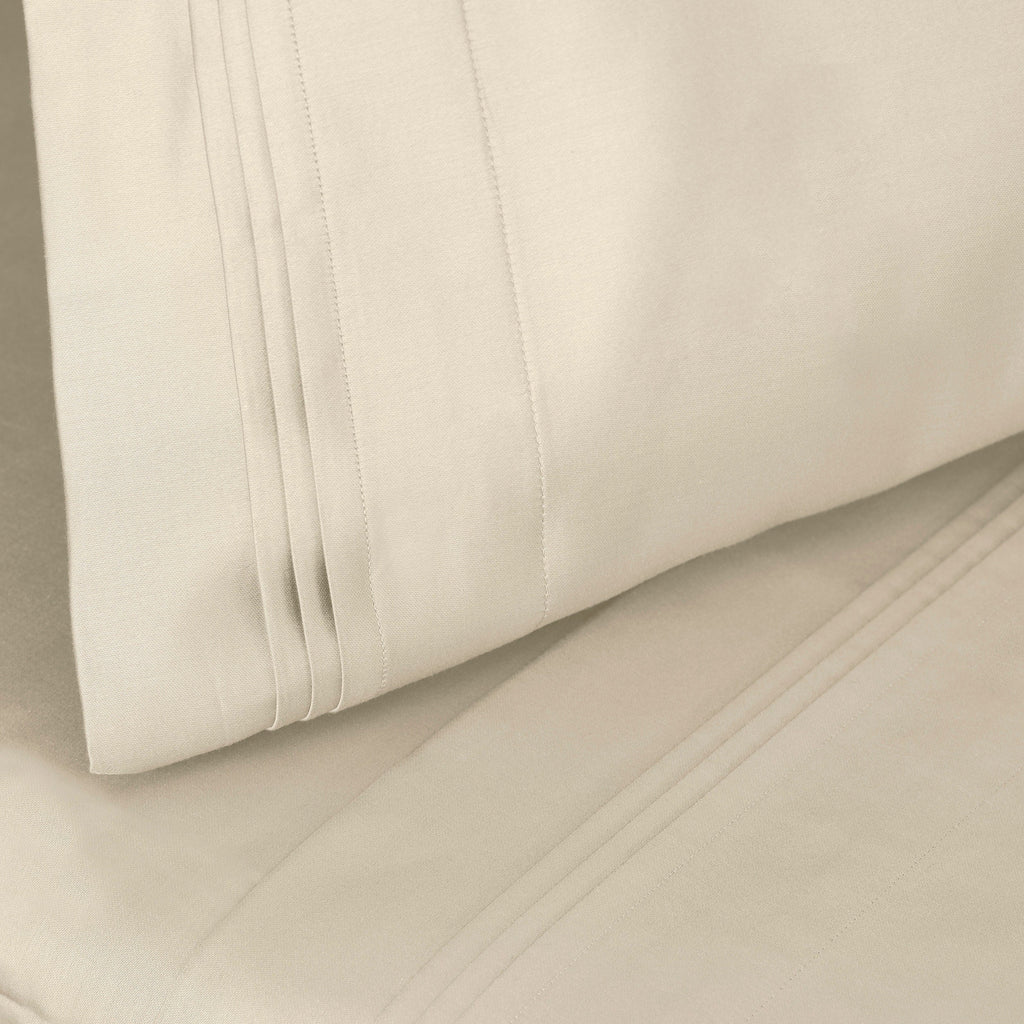 Parure de draps en coton égyptien de qualité supérieure 1000 fils au pouce carré, à poches profondes et à motif uni