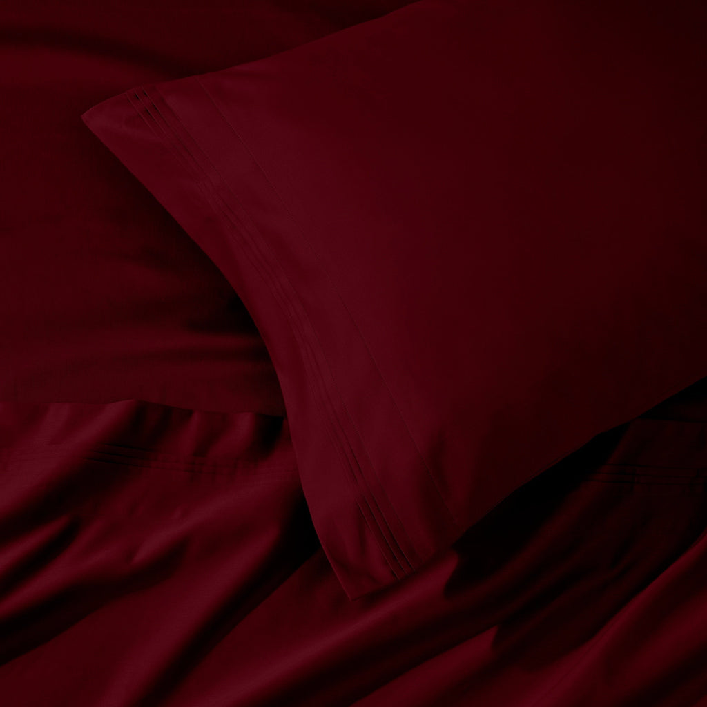 Parure de draps en coton égyptien de qualité supérieure 1000 fils au pouce carré, à poches profondes et à motif uni
