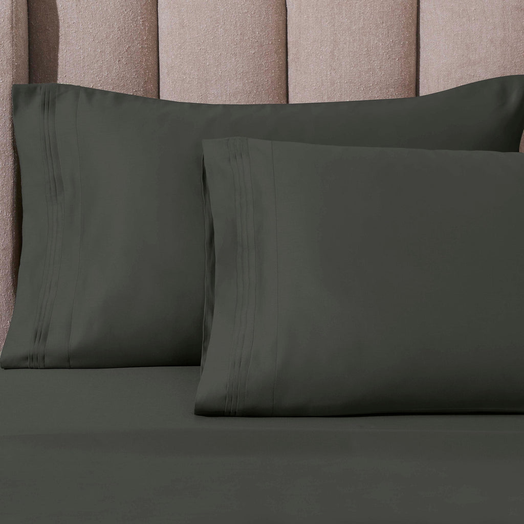 Parure de draps en coton égyptien de qualité supérieure 1000 fils au pouce carré, à poches profondes et à motif uni