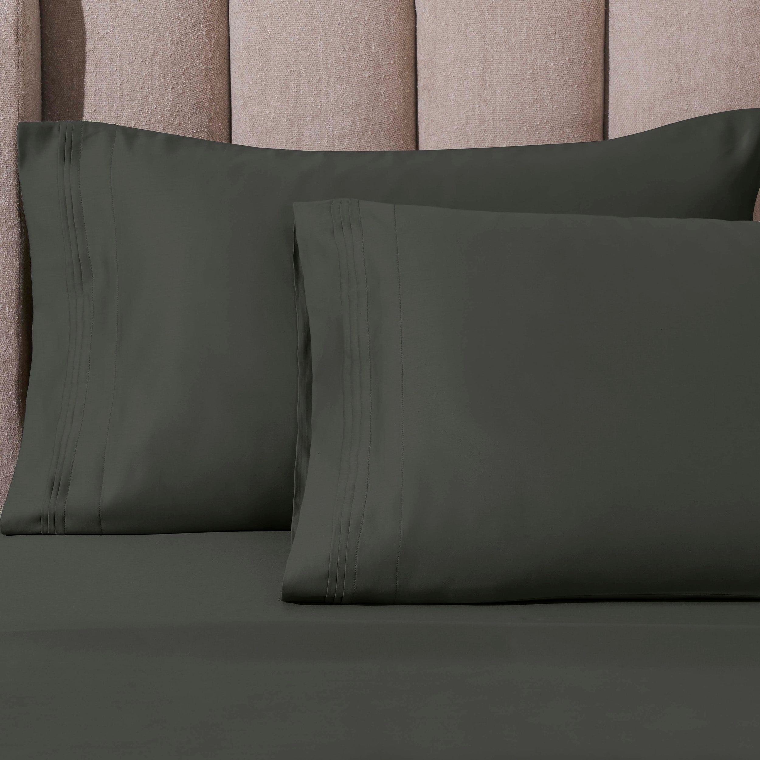 Parure de draps en coton égyptien de qualité supérieure 1000 fils au pouce carré, à poches profondes et à motif uni