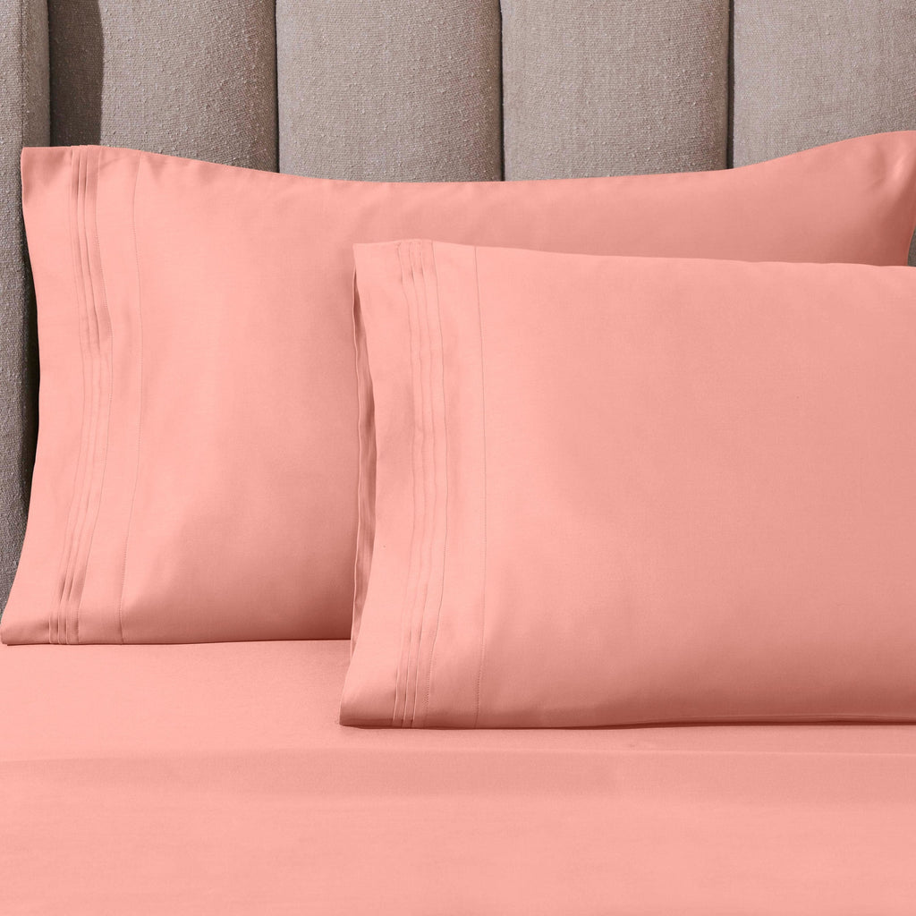 Parure de draps en coton égyptien de qualité supérieure 1000 fils au pouce carré, à poches profondes et à motif uni