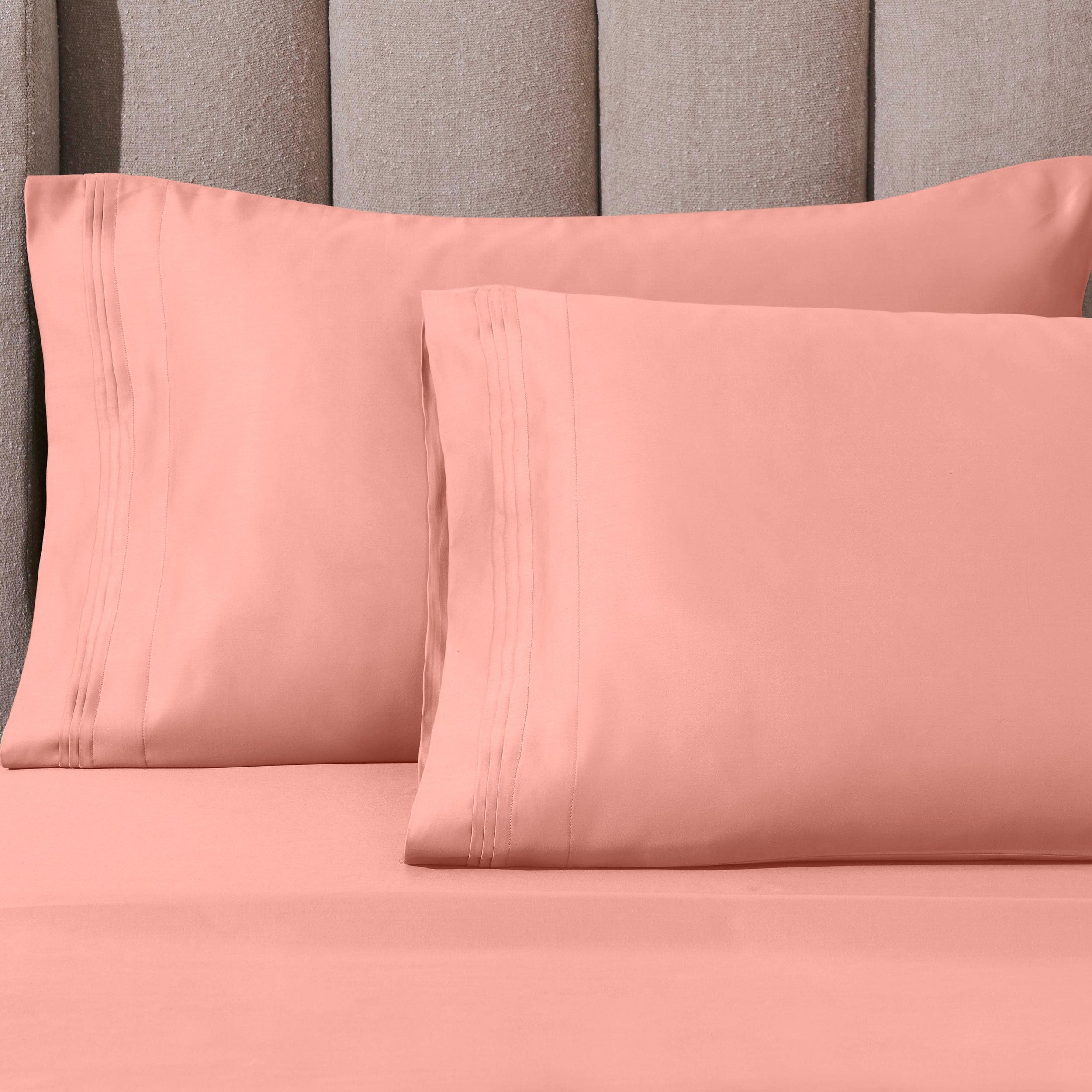 Parure de draps en coton égyptien de qualité supérieure 1000 fils au pouce carré, à poches profondes et à motif uni