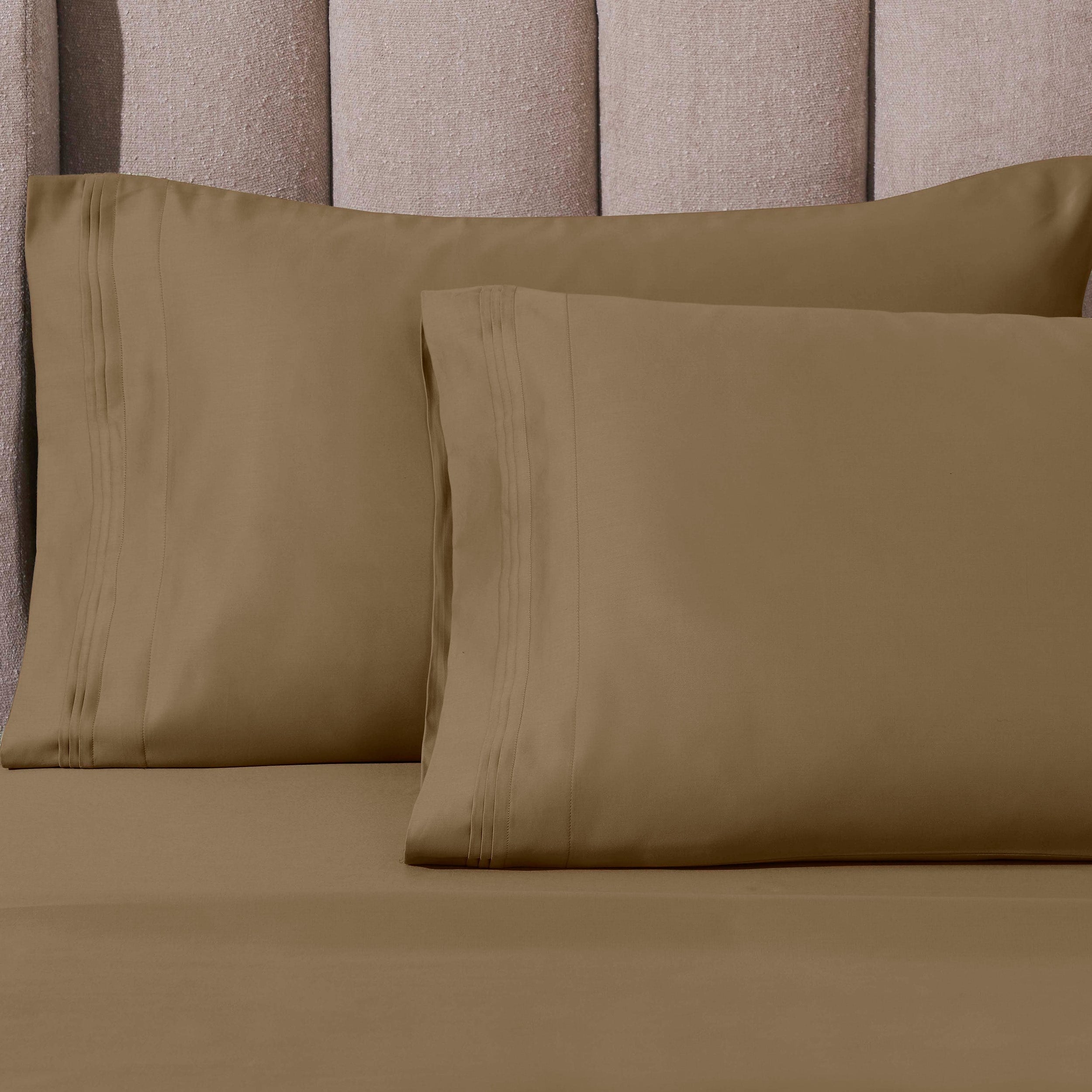 Parure de draps en coton égyptien de qualité supérieure 1000 fils au pouce carré, à poches profondes et à motif uni