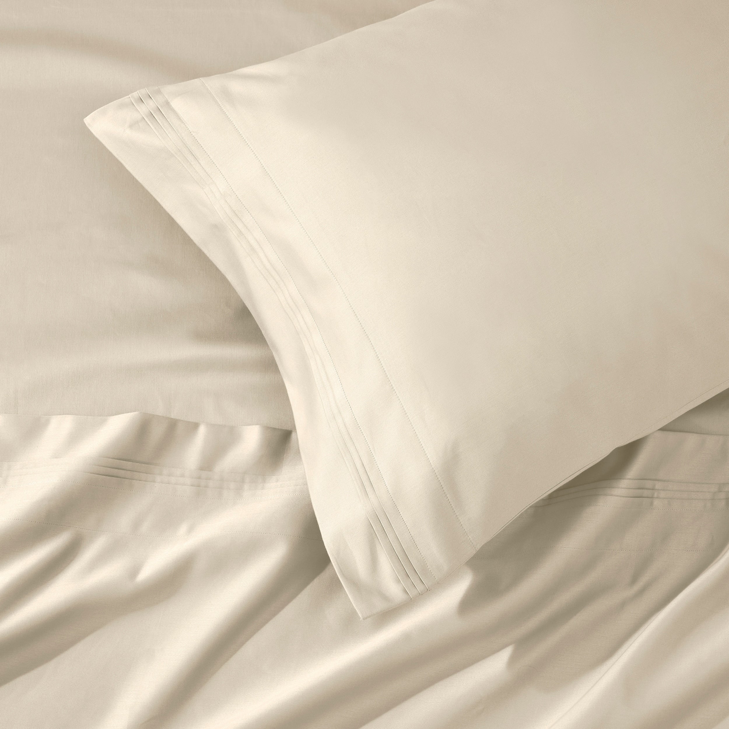 Parure de draps en coton égyptien de qualité supérieure 1000 fils au pouce carré, à poches profondes et à motif uni