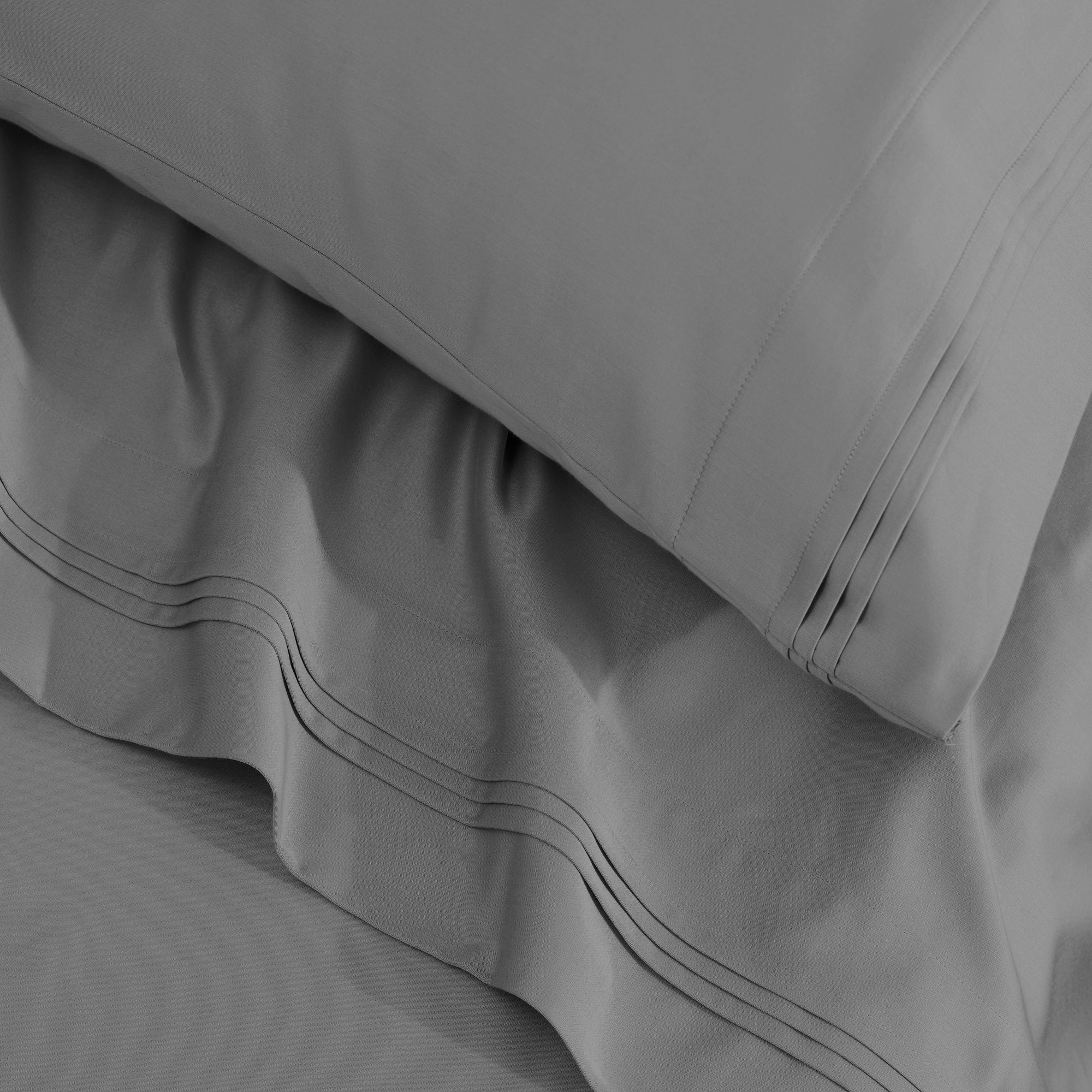 Parure de draps en coton égyptien de qualité supérieure, 1 500 fils au pouce carré, à poches profondes et de couleur unie
