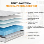Matelas hybride en mousse à mémoire de forme SweDrea de 12 po de taille moyenne avec CertiPUR-US et Oeko-TEX, doté d'une absorption au charbon de bambou.