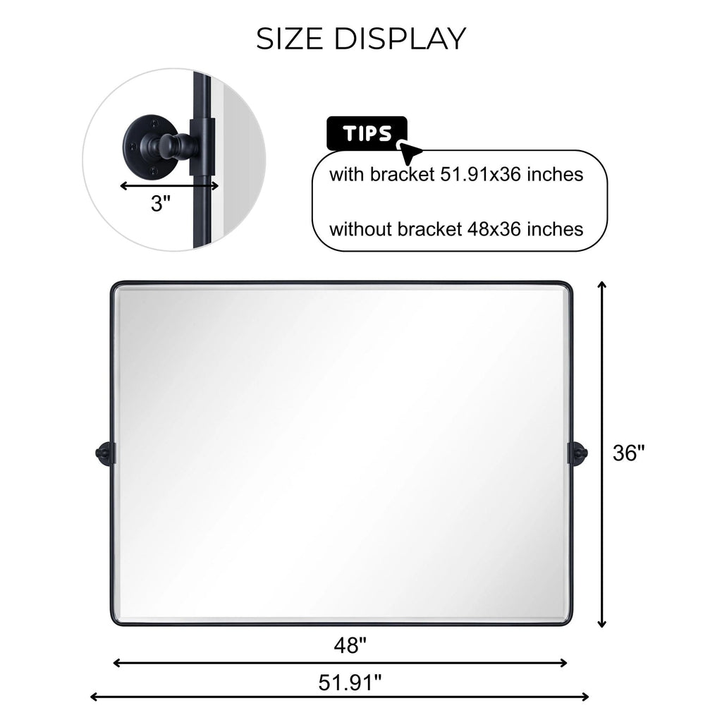 Miroir de salle de bain/de vanité biseauté horizontal TEHOME Lutalo