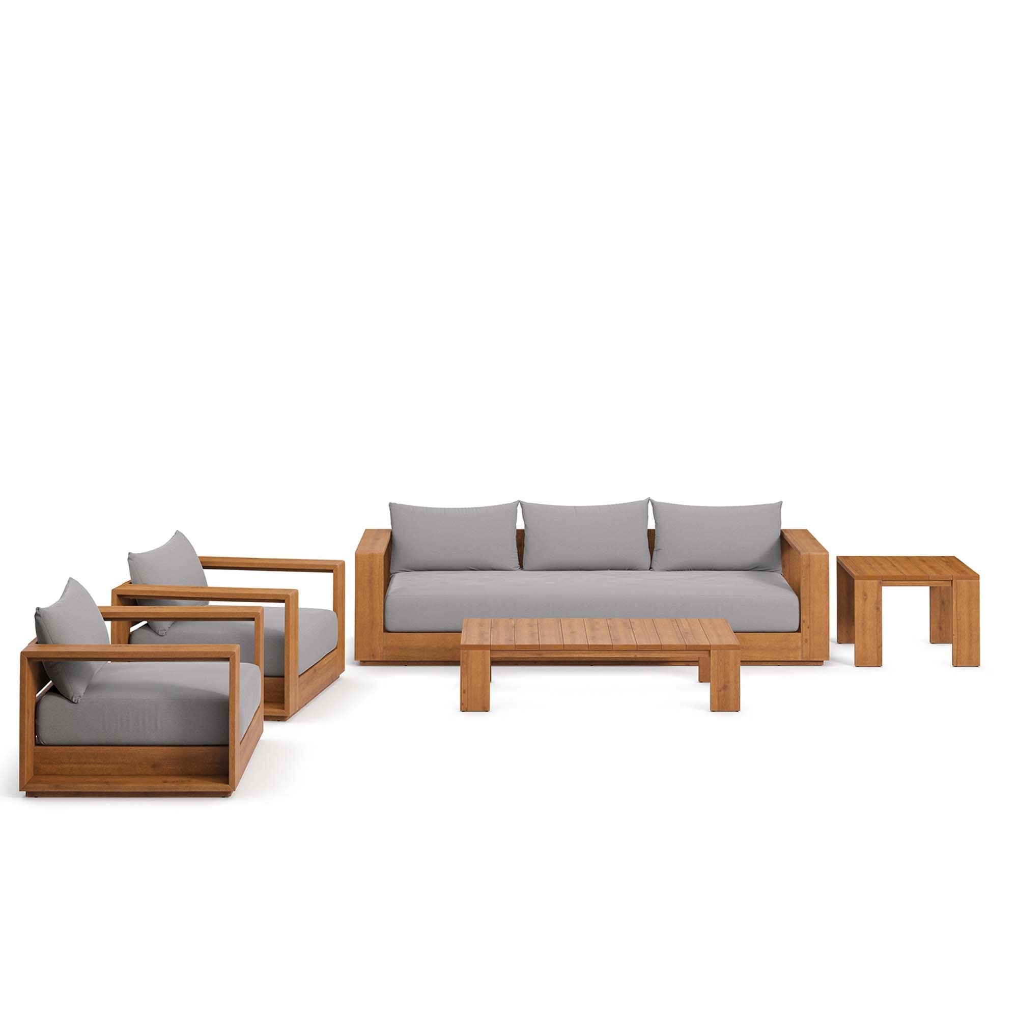 Ensemble de meubles de patio extérieur en bois d'acacia Tahoe 5 pièces