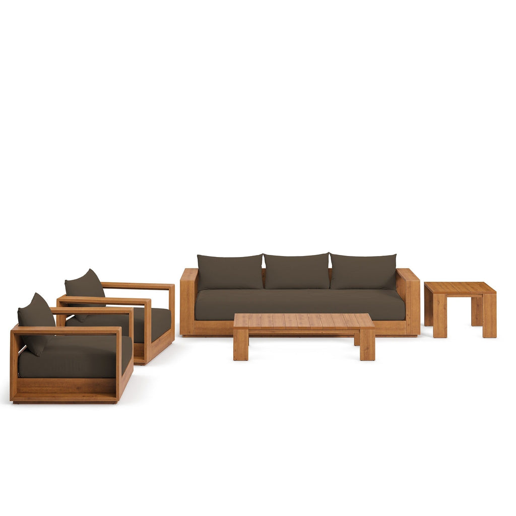 Ensemble de meubles de patio extérieur en bois d'acacia Tahoe 5 pièces