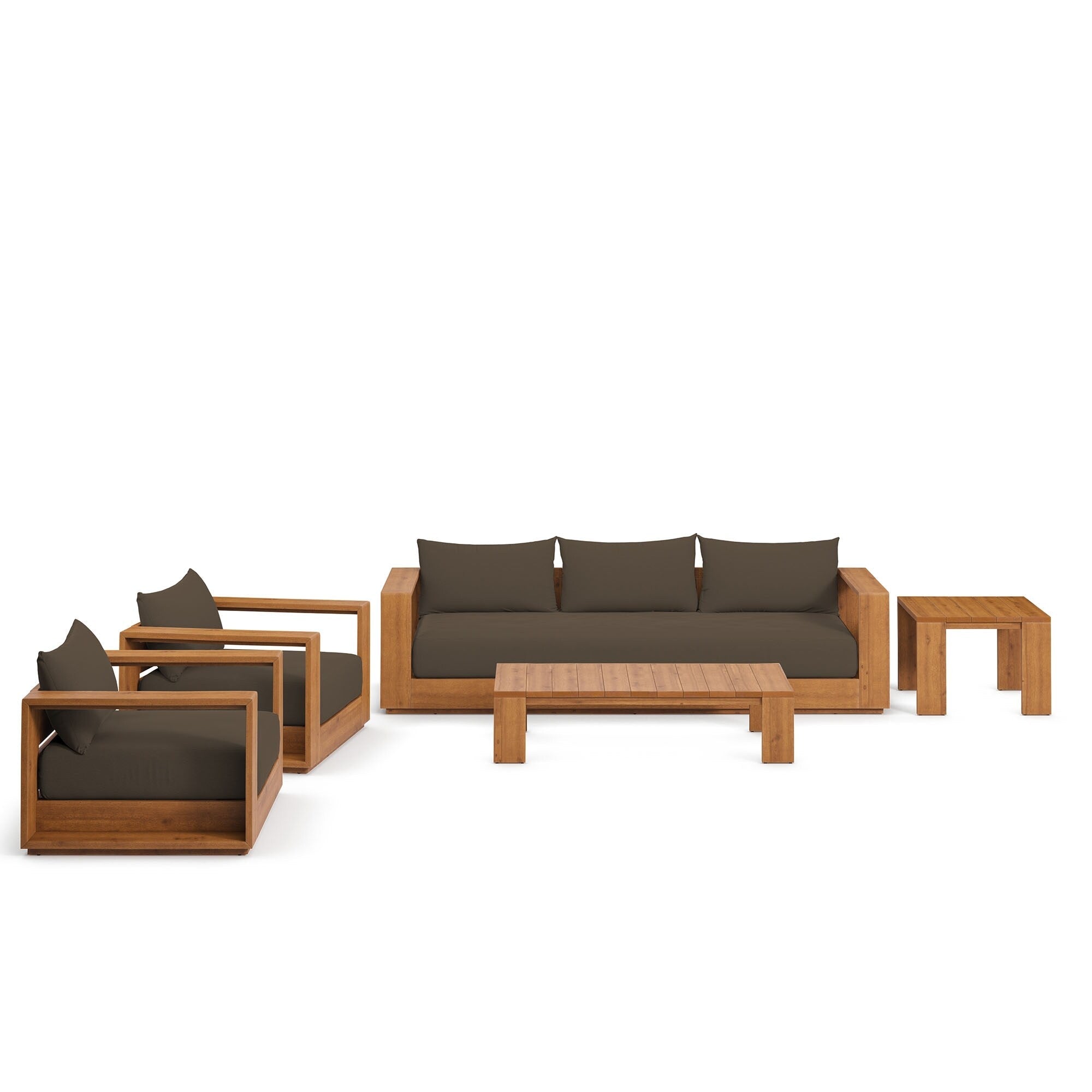 Ensemble de meubles de patio extérieur en bois d'acacia Tahoe 5 pièces
