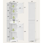 Armoire à linge étroite de salle de bain de 67 po de hauteur, meuble de rangement autoportant en bois massif à 5 niveaux