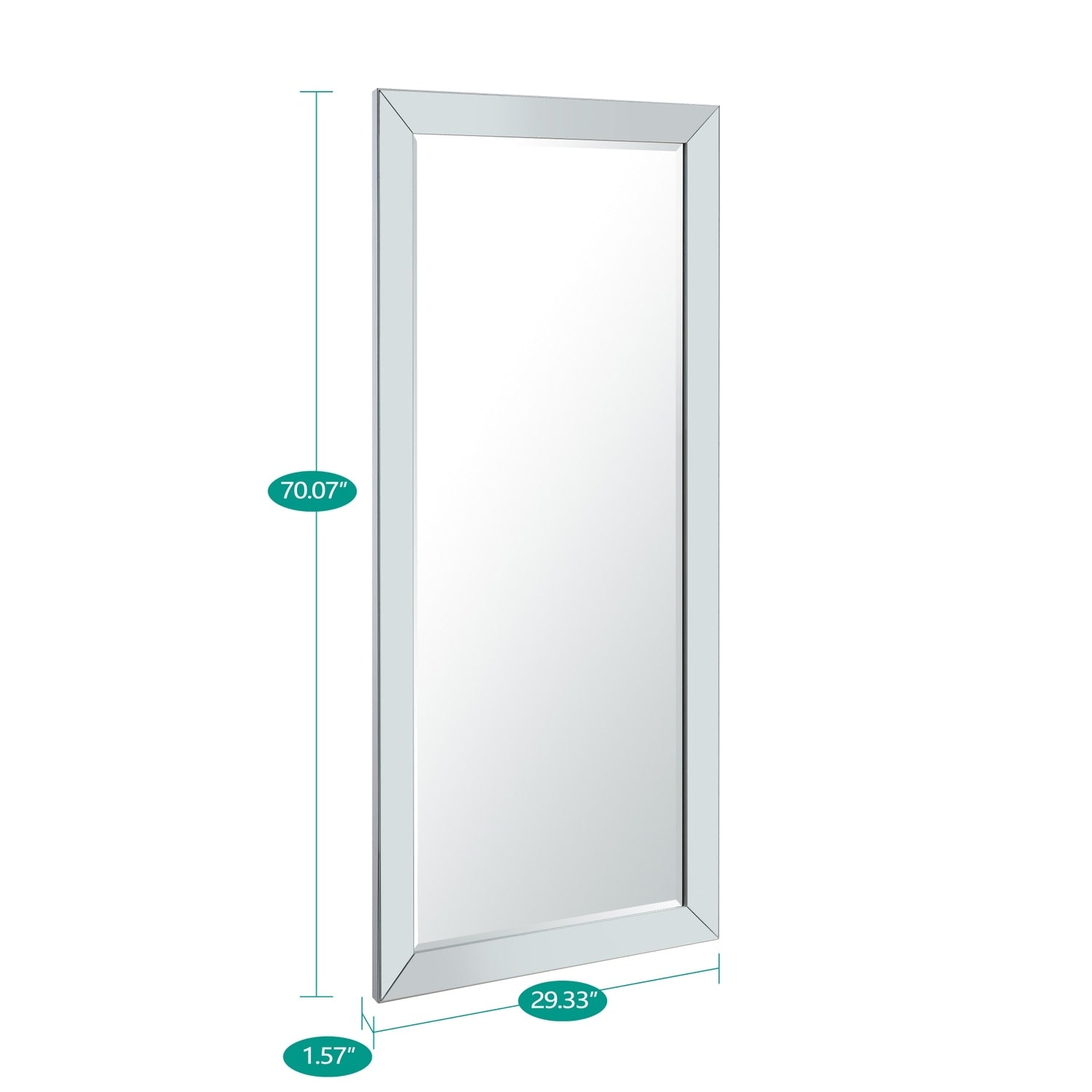 Grand miroir perlé pleine longueur - Miroir surdimensionné sur toute la longueur, sur pied ou à fixer au mur