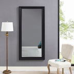 Grand miroir sur toute la surface, miroir surdimensionné, cadre en imitation bois lisse, miroir rectangulaire à suspendre au mur