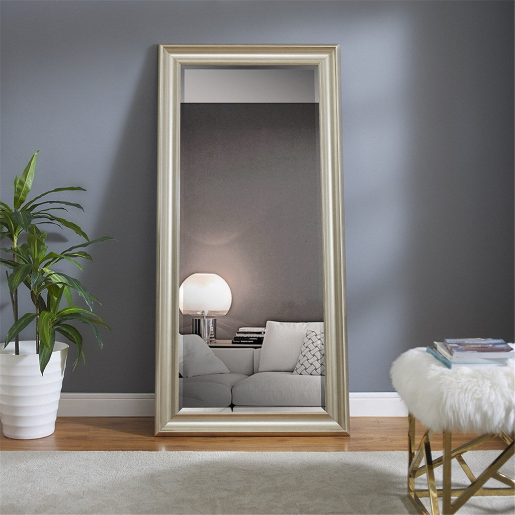Grand miroir sur toute la surface, miroir surdimensionné, cadre en imitation bois lisse, miroir rectangulaire à suspendre au mur