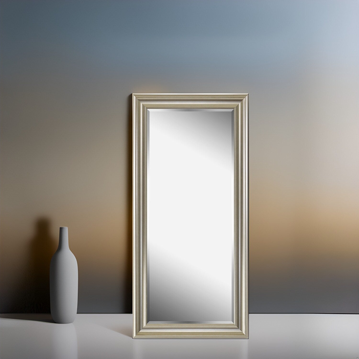 Grand miroir sur toute la surface, miroir surdimensionné, cadre en imitation bois lisse, miroir rectangulaire à suspendre au mur