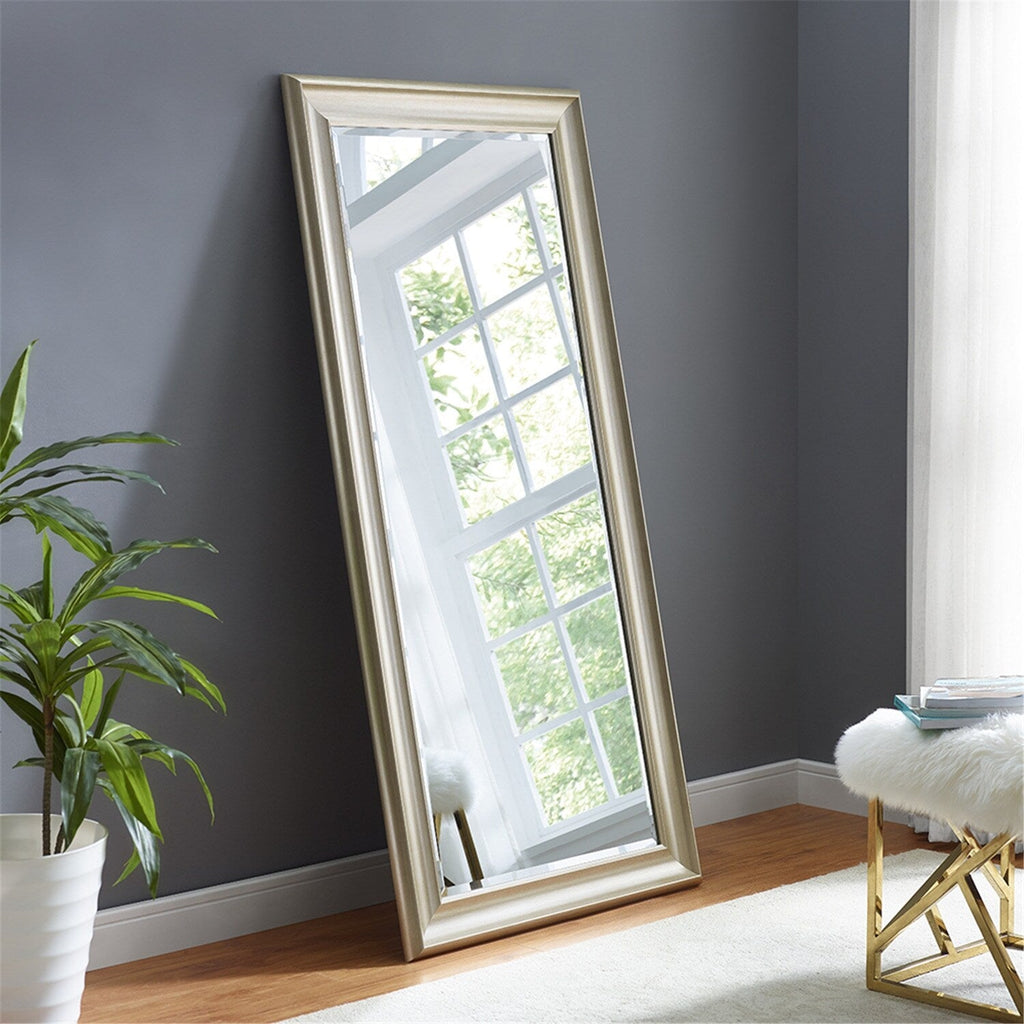 Grand miroir sur toute la surface, miroir surdimensionné, cadre en imitation bois lisse, miroir rectangulaire à suspendre au mur
