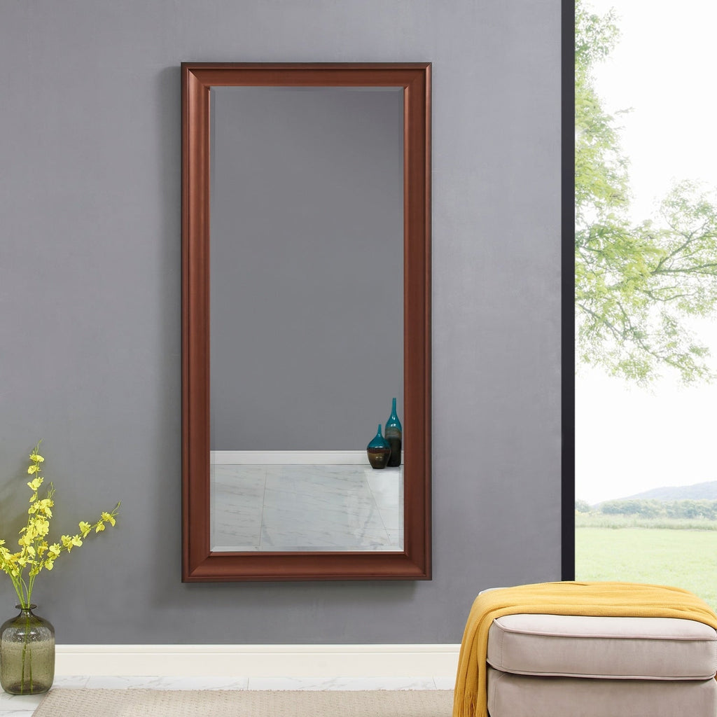 Grand miroir sur toute la surface, miroir surdimensionné, cadre en imitation bois lisse, miroir rectangulaire à suspendre au mur