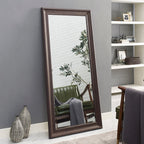 Grand miroir sur toute la surface, miroir surdimensionné, cadre en imitation bois lisse, miroir rectangulaire à suspendre au mur