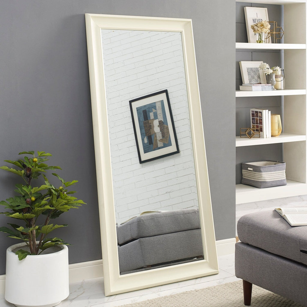 Grand miroir sur toute la surface, miroir surdimensionné, cadre en imitation bois lisse, miroir rectangulaire à suspendre au mur