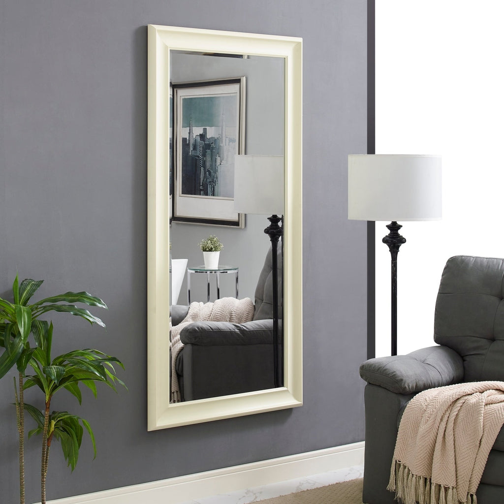 Grand miroir sur toute la surface, miroir surdimensionné, cadre en imitation bois lisse, miroir rectangulaire à suspendre au mur