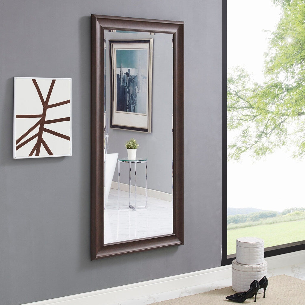 Grand miroir sur toute la surface, miroir surdimensionné, cadre en imitation bois lisse, miroir rectangulaire à suspendre au mur