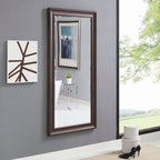 Grand miroir sur toute la surface, miroir surdimensionné, cadre en imitation bois lisse, miroir rectangulaire à suspendre au mur