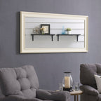 Grand miroir sur toute la surface, miroir surdimensionné, cadre en imitation bois lisse, miroir rectangulaire à suspendre au mur