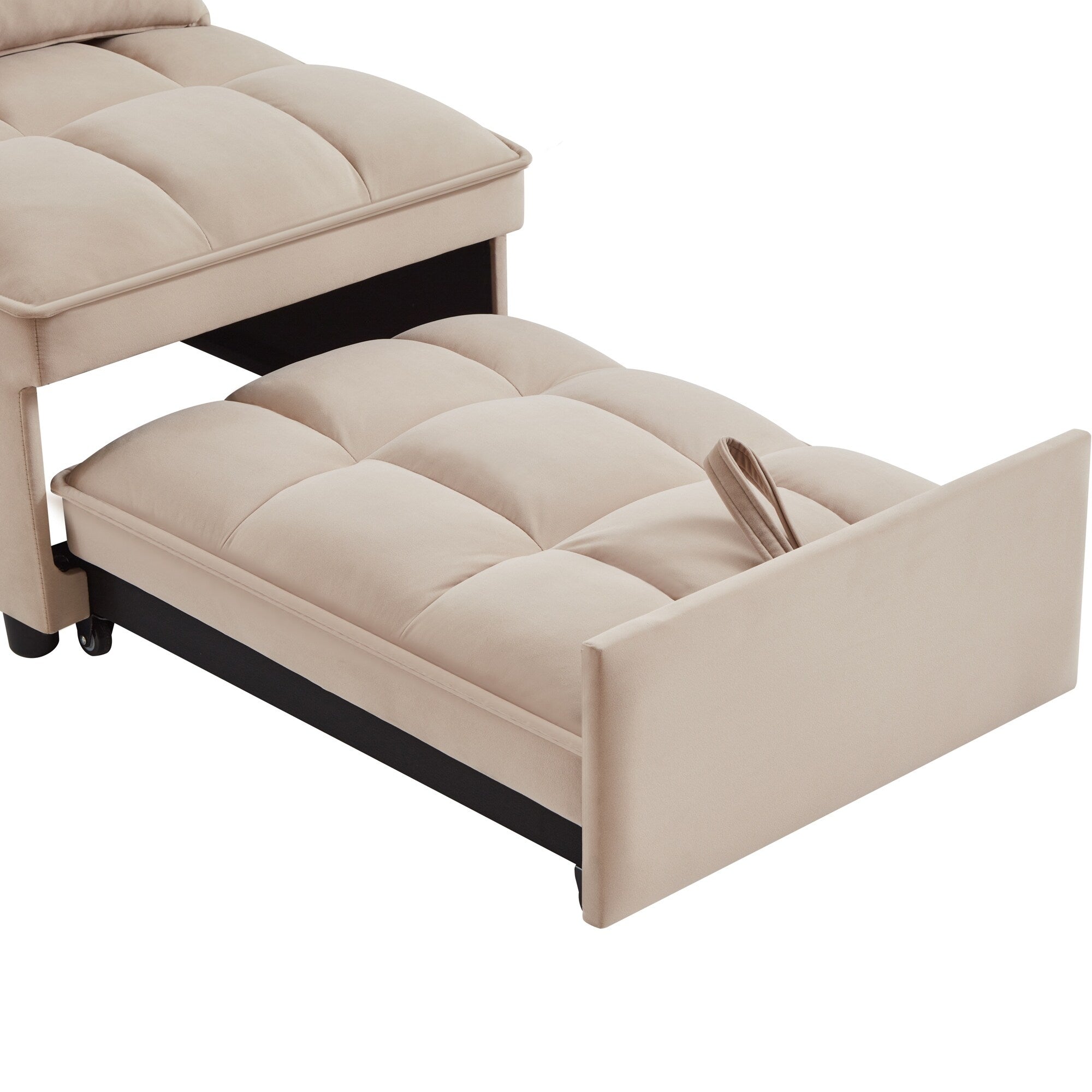Canapé-lit simple pliant en velours taupe 68,5 avec dossier réglable et oreillers pour le salon