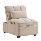 Canapé-lit simple pliant en velours taupe 68,5 avec dossier réglable et oreillers pour le salon