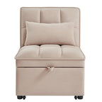 Canapé-lit simple pliant en velours taupe 68,5 avec dossier réglable et oreillers pour le salon