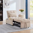 Canapé-lit simple pliant en velours taupe 68,5 avec dossier réglable et oreillers pour le salon