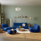 Ensembles de canapés-poufs en velours Teddy
