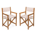 Chaise de réalisateur d'extérieur pliable en bois d'acacia, style Mid-Century, avec dossier matelassé en losanges et coussin, lot de 2 par JONATHAN Y