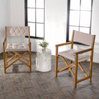 Chaise de réalisateur d'extérieur pliable en bois d'acacia, style Mid-Century, avec dossier matelassé en losanges et coussin, lot de 2 par JONATHAN Y