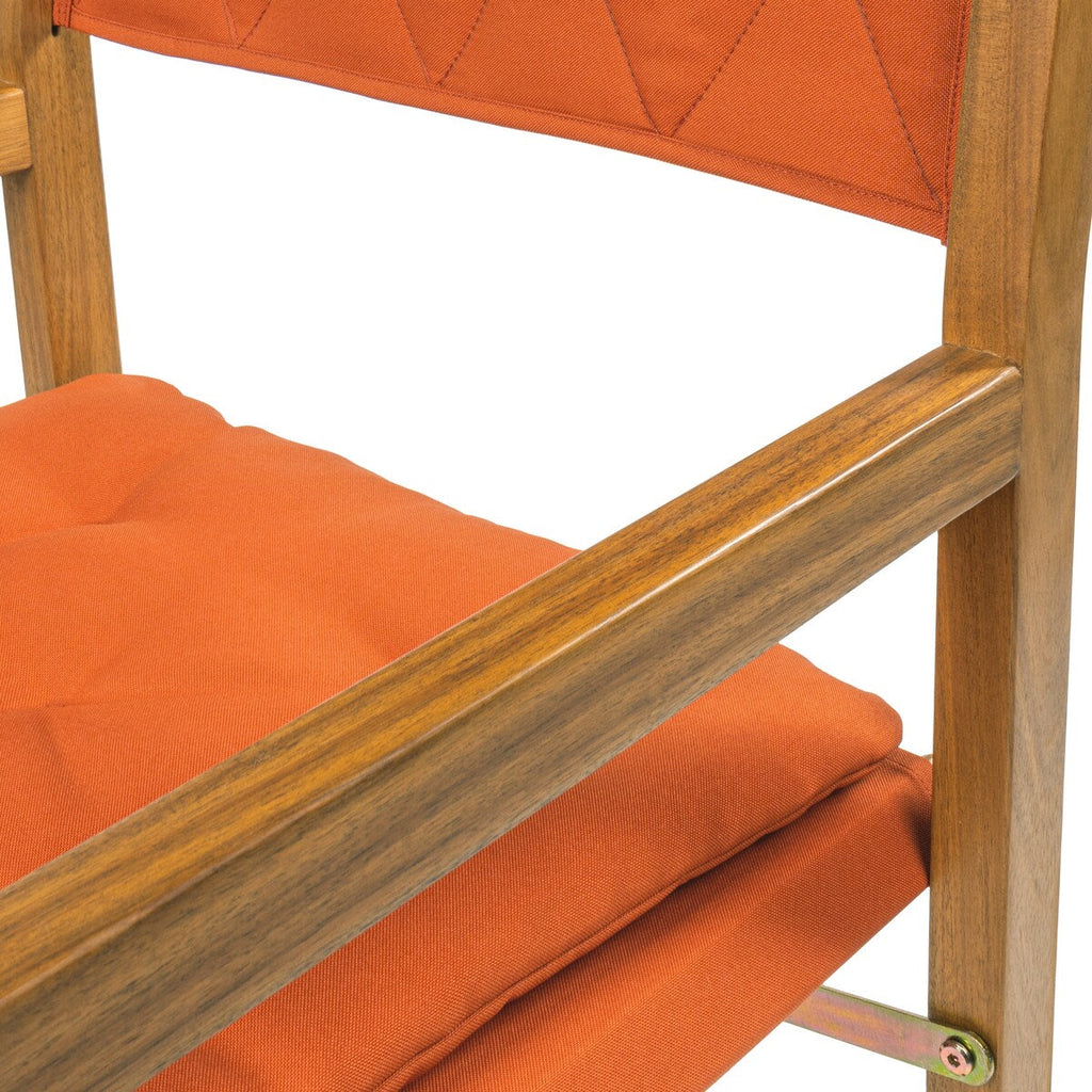 Chaise de réalisateur d'extérieur pliable en bois d'acacia, style Mid-Century, avec dossier matelassé en losanges et coussin, lot de 2 par JONATHAN Y