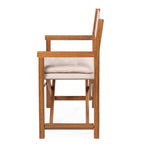 Chaise de réalisateur d'extérieur pliable en bois d'acacia, style Mid-Century, avec dossier matelassé en losanges et coussin, lot de 2 par JONATHAN Y