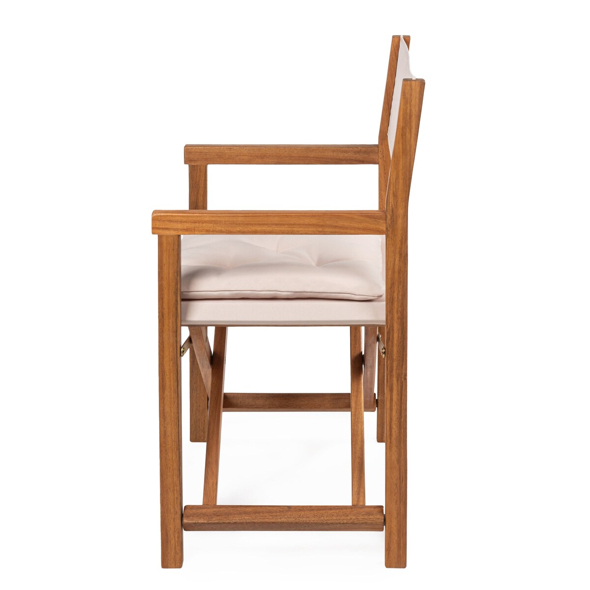 Chaise de réalisateur d'extérieur pliable en bois d'acacia, style Mid-Century, avec dossier matelassé en losanges et coussin, lot de 2 par JONATHAN Y