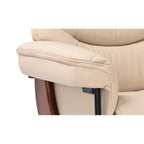 Fauteuil inclinable pivotant en cuir avec pouf de rangement assorti