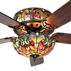 Ventilateur de plafond Halston en vitrail de style Tiffany - Épice - 52L x 52W x 19H - 52L x 52W x 19H