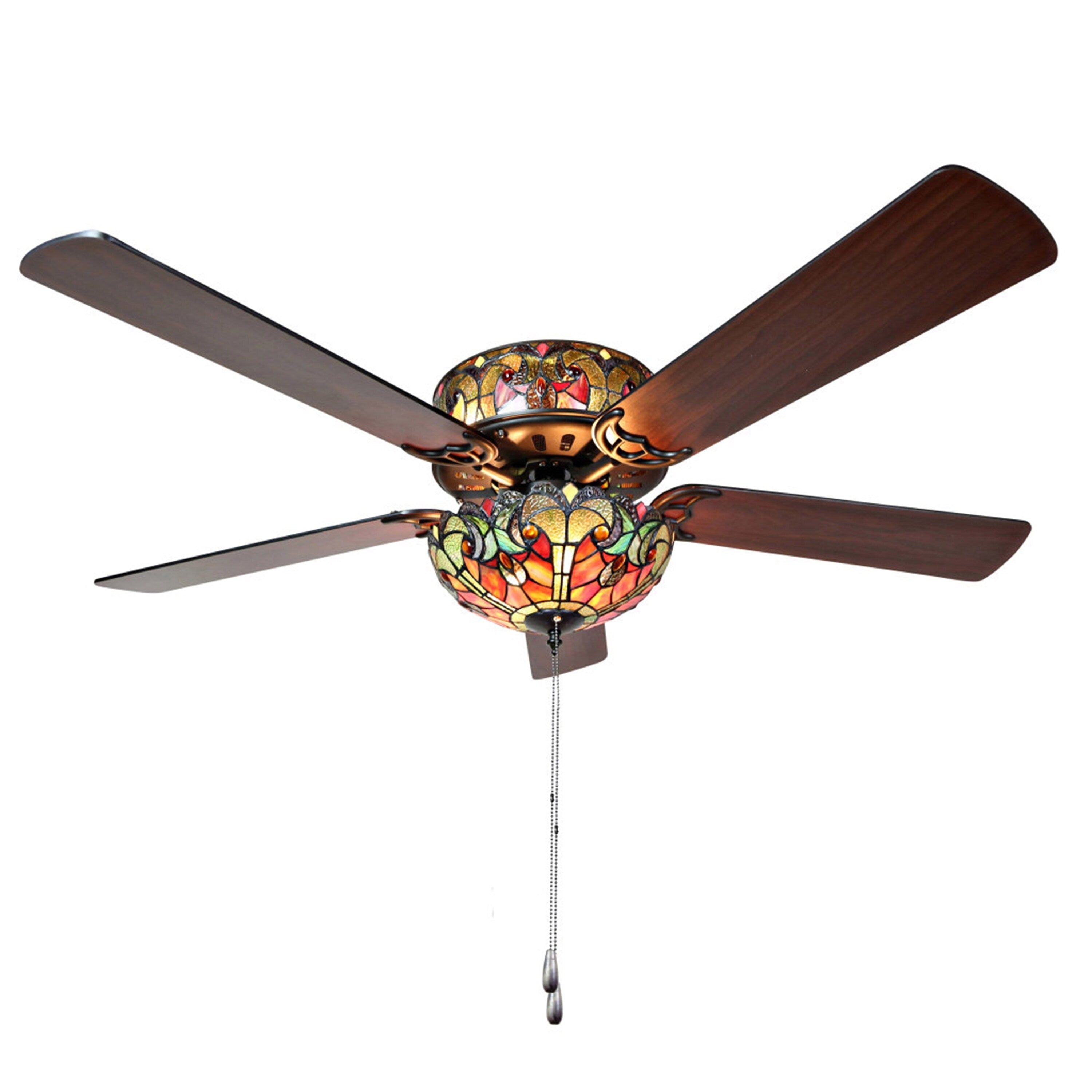 Ventilateur de plafond Halston en vitrail de style Tiffany - Épice - 52L x 52W x 19H - 52L x 52W x 19H