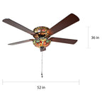 Ventilateur de plafond Halston en vitrail de style Tiffany - Épice - 52L x 52W x 19H - 52L x 52W x 19H